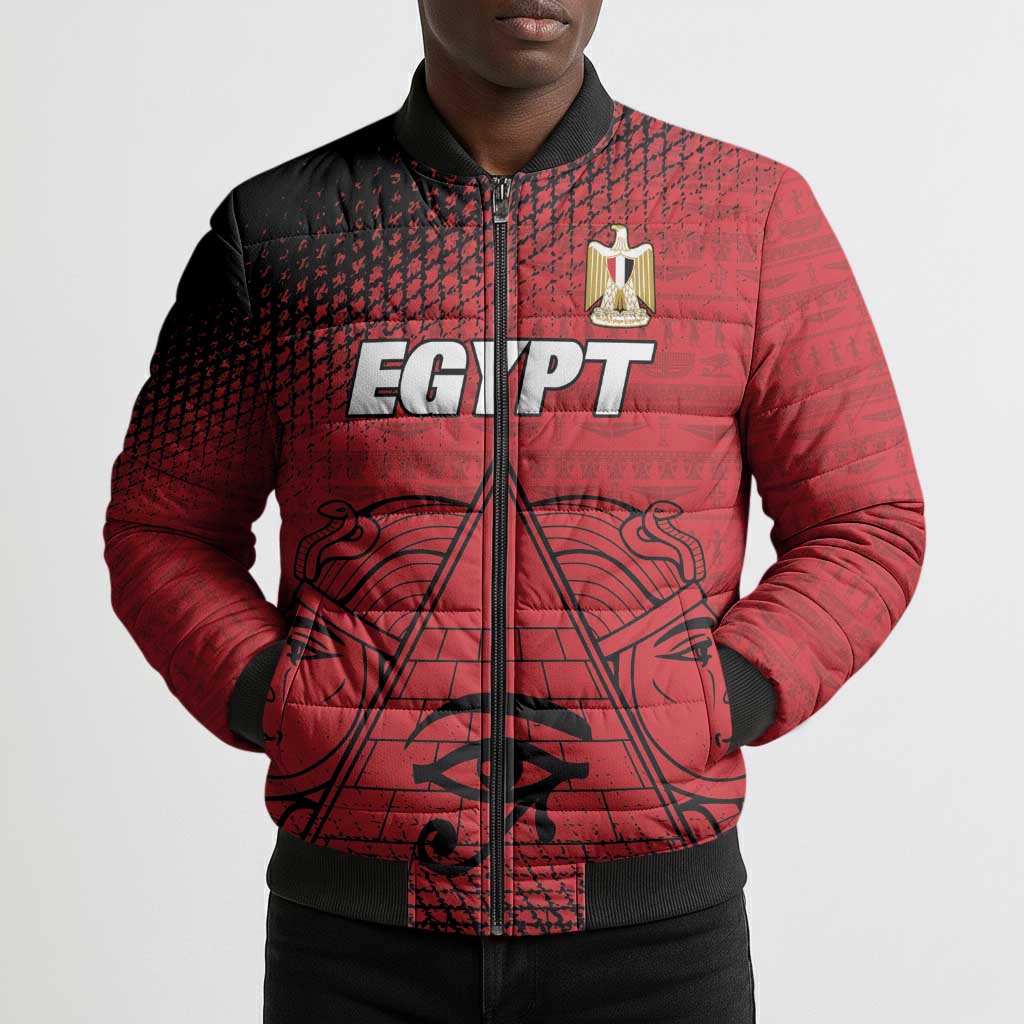 Custom Egypt Football Bomber Puffer Jacket The Pharaohs Eye of Horus