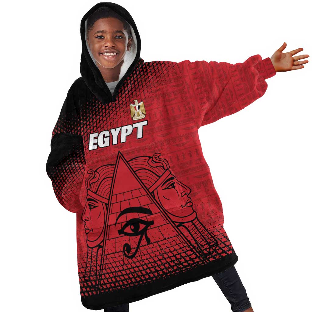 Custom Egypt Football Kid Wearable Blanket Hoodie The Pharaohs Eye of Horus