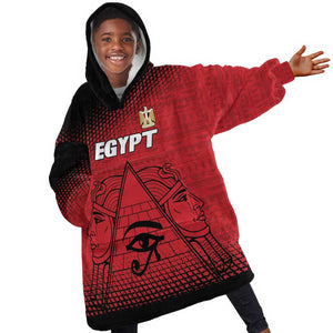 Custom Egypt Football Kid Wearable Blanket Hoodie The Pharaohs Eye of Horus