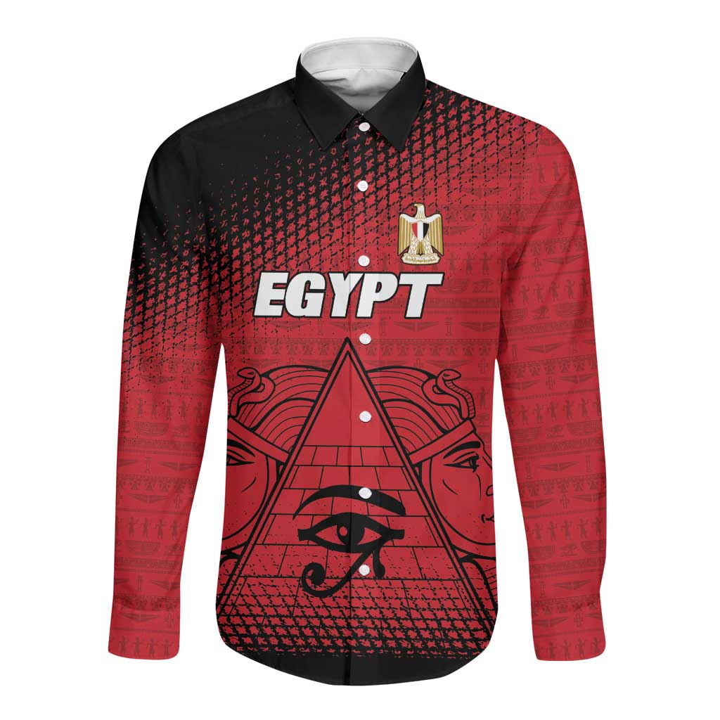 Custom Egypt Football Long Sleeve Button Shirt The Pharaohs Eye of Horus