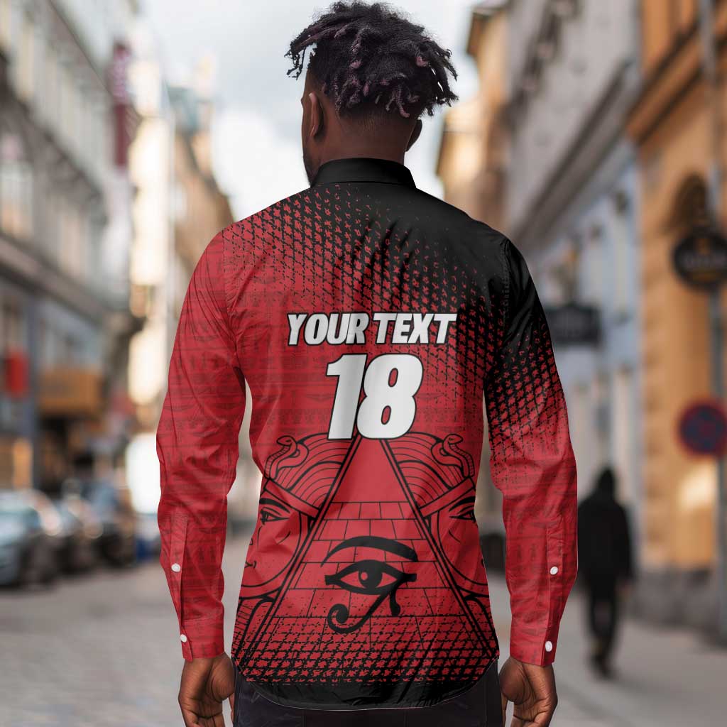 Custom Egypt Football Long Sleeve Button Shirt The Pharaohs Eye of Horus