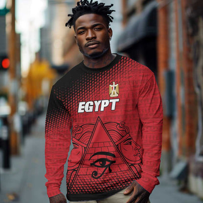 Custom Egypt Football Long Sleeve Shirt The Pharaohs Eye of Horus
