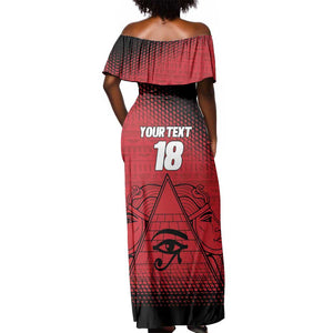 Custom Egypt Football Off Shoulder Maxi Dress The Pharaohs Eye of Horus