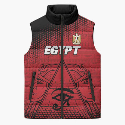 Custom Egypt Football Sleeveless Puffer Jacket The Pharaohs Eye of Horus