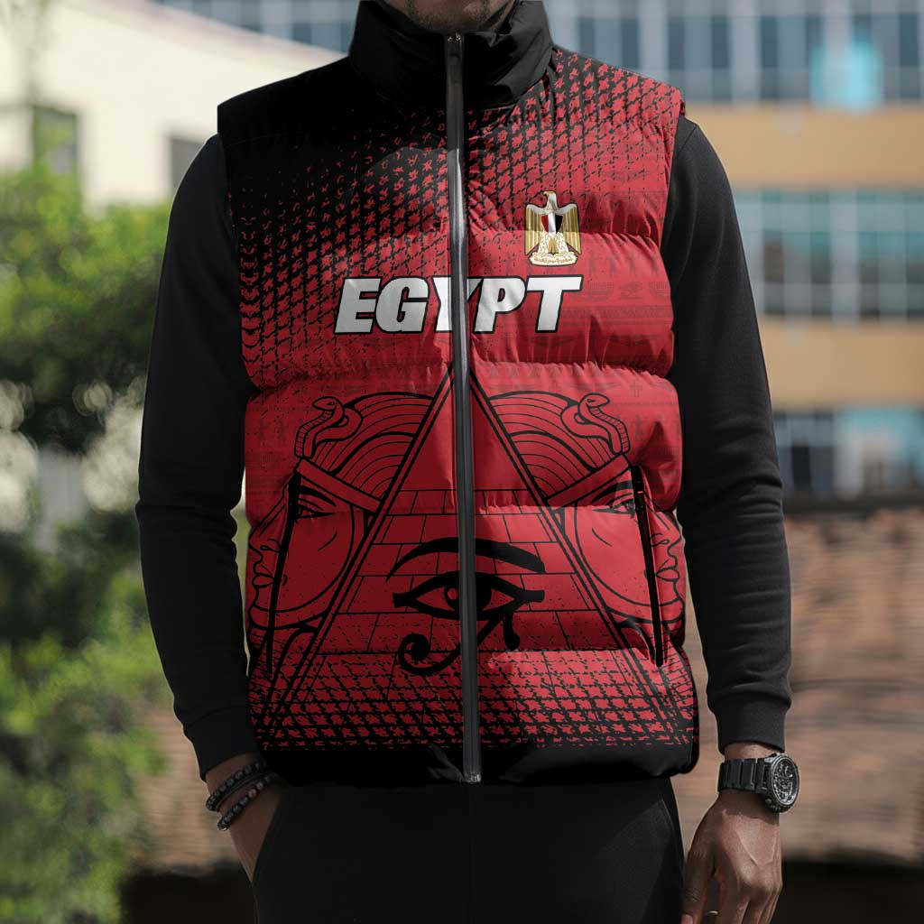 Custom Egypt Football Sleeveless Puffer Jacket The Pharaohs Eye of Horus