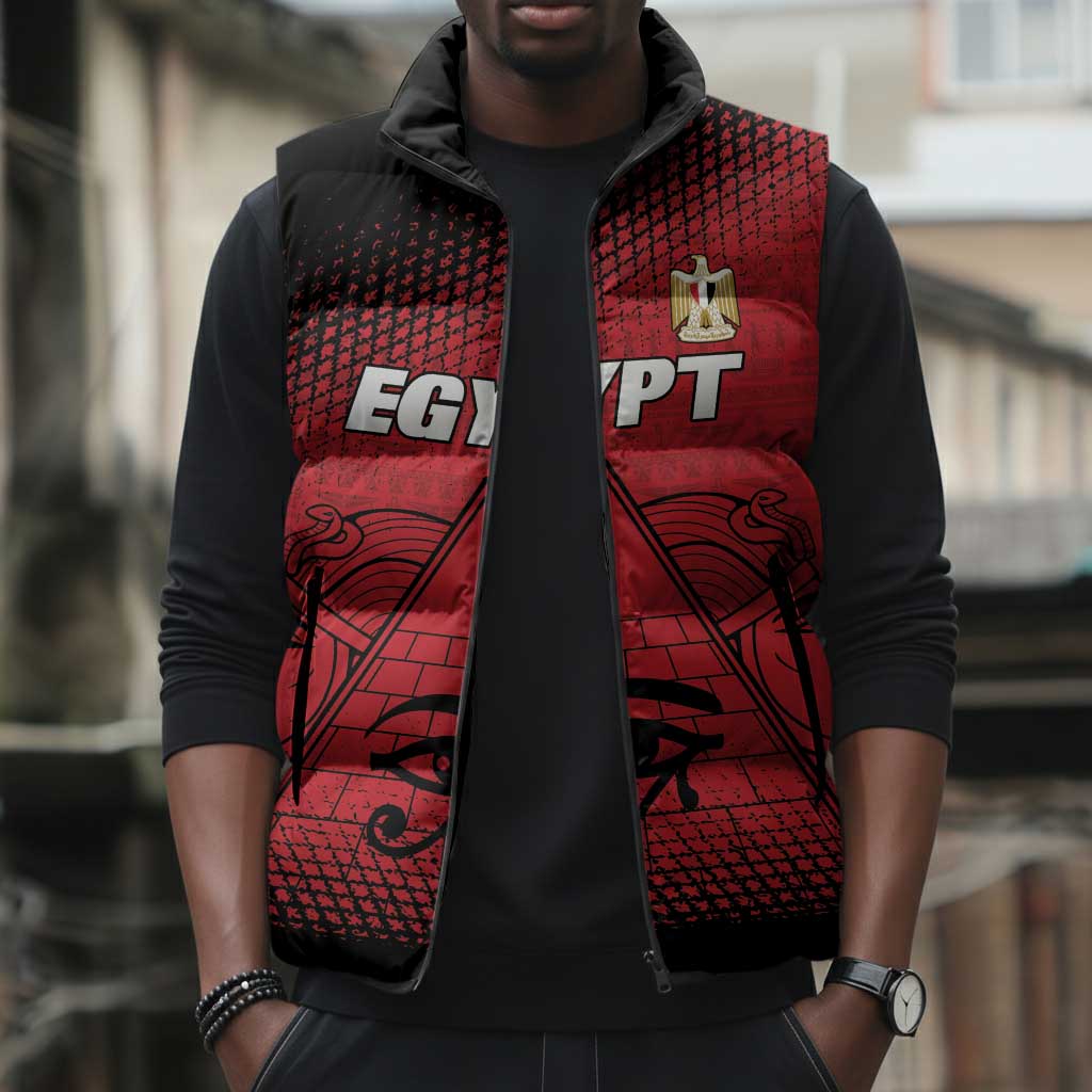 Custom Egypt Football Sleeveless Puffer Jacket The Pharaohs Eye of Horus