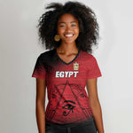 Custom Egypt Football Women V-Neck T-Shirt The Pharaohs Eye of Horus