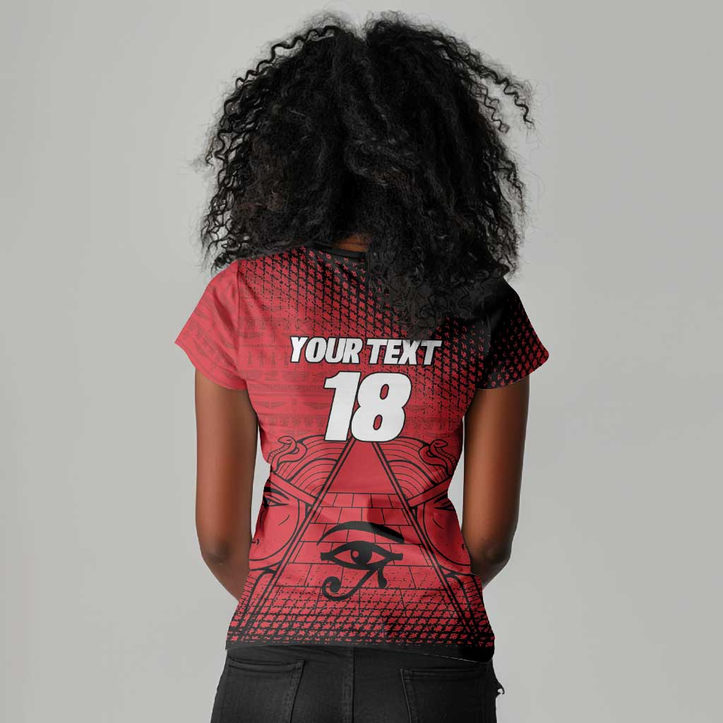 Custom Egypt Football Women V-Neck T-Shirt The Pharaohs Eye of Horus