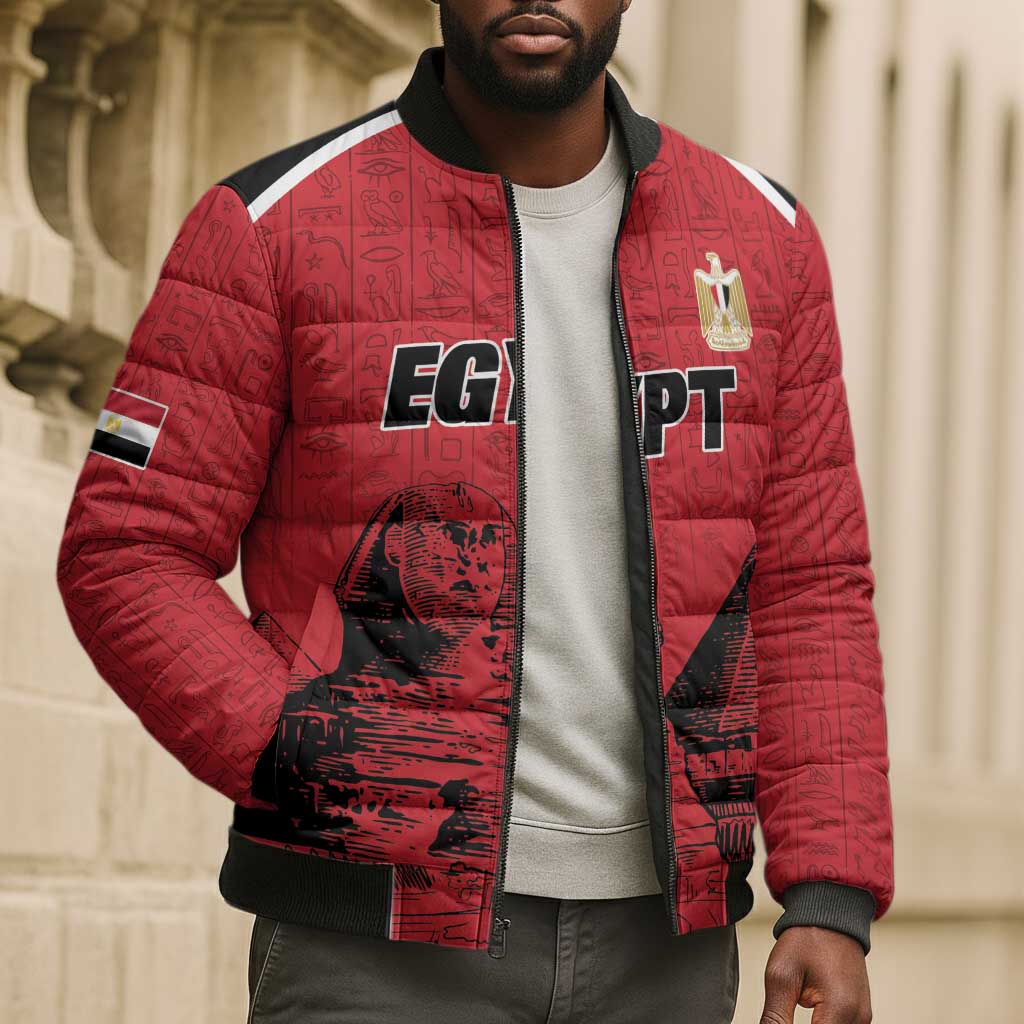 Custom Egypt Football Bomber Puffer Jacket Pharaohs Heritage Pyramid
