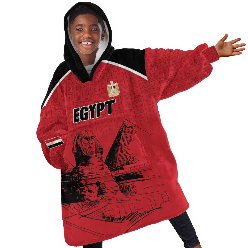 Custom Egypt Football Kid Wearable Blanket Hoodie Pharaohs Heritage Pyramid