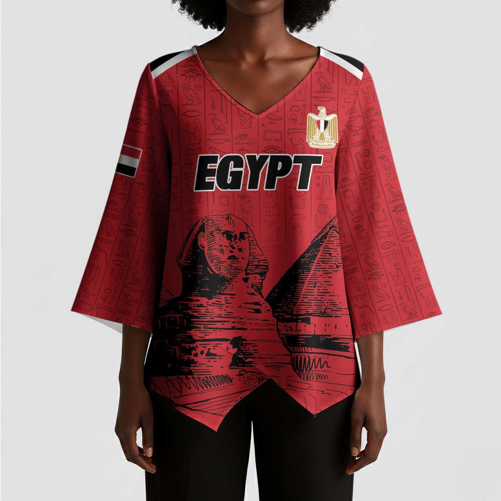 Custom Egypt Football Kimono Sleeve Blouse Pharaohs Heritage Pyramid
