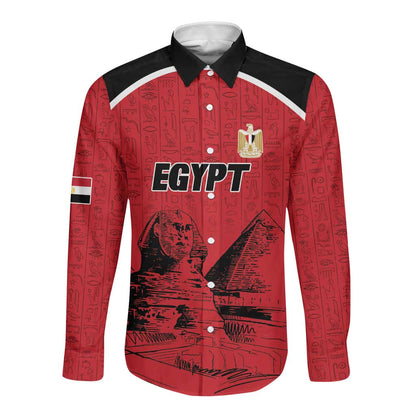 Custom Egypt Football Long Sleeve Button Shirt Pharaohs Heritage Pyramid