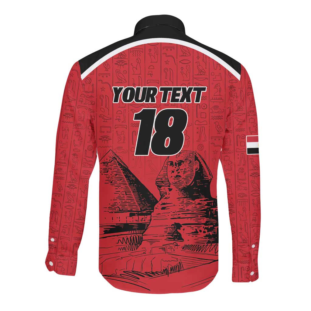 Custom Egypt Football Long Sleeve Button Shirt Pharaohs Heritage Pyramid