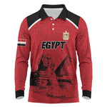 Custom Egypt Football Long Sleeve Polo Shirt Pharaohs Heritage Pyramid