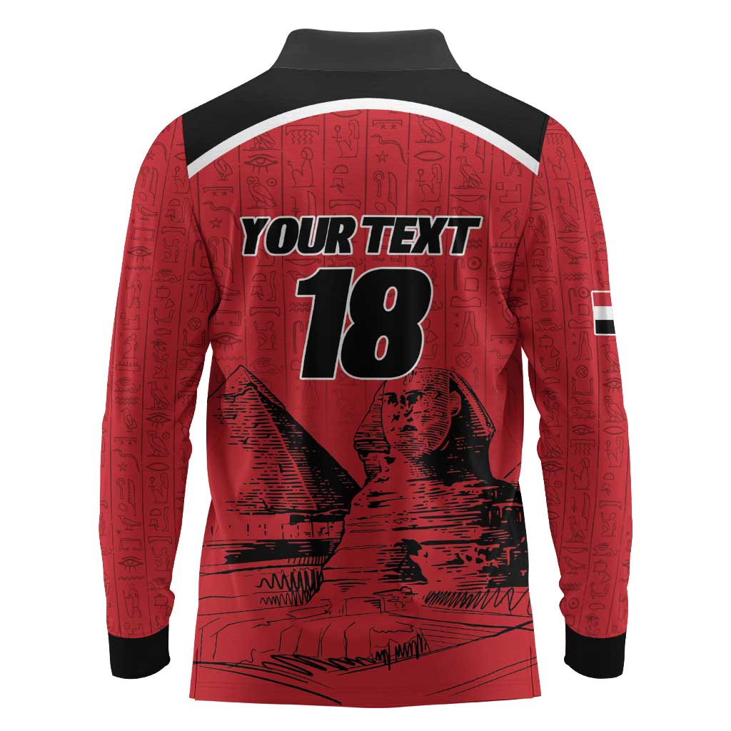 Custom Egypt Football Long Sleeve Polo Shirt Pharaohs Heritage Pyramid