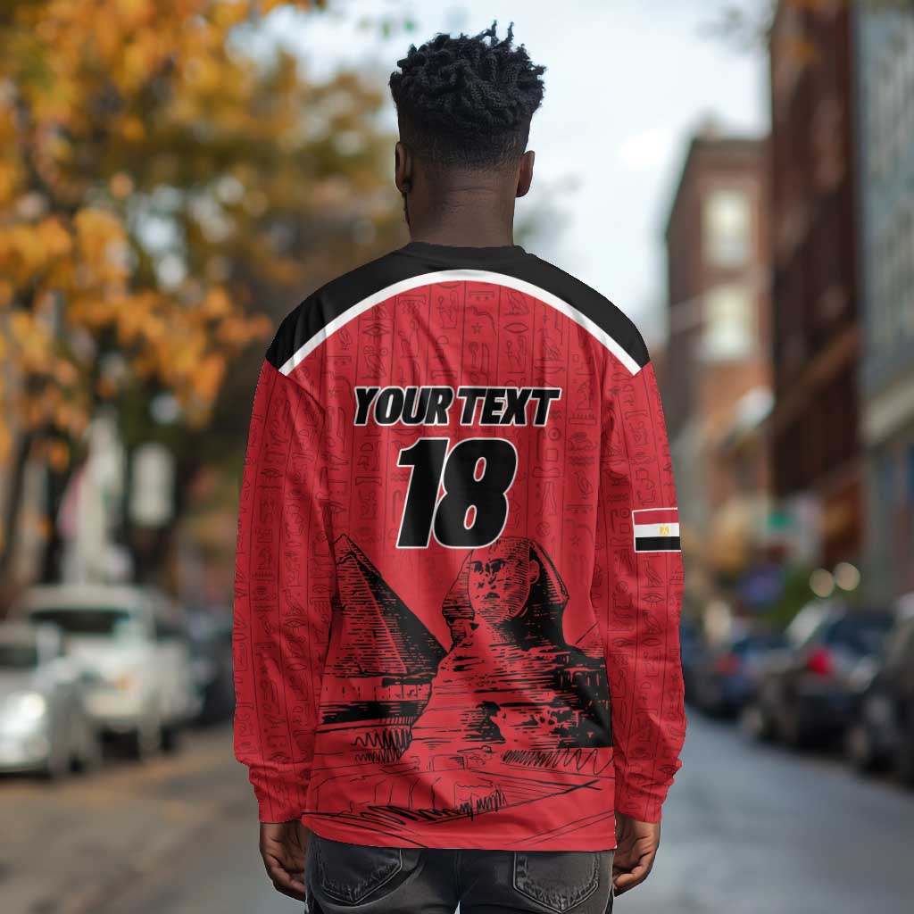 Custom Egypt Football Long Sleeve Shirt Pharaohs Heritage Pyramid