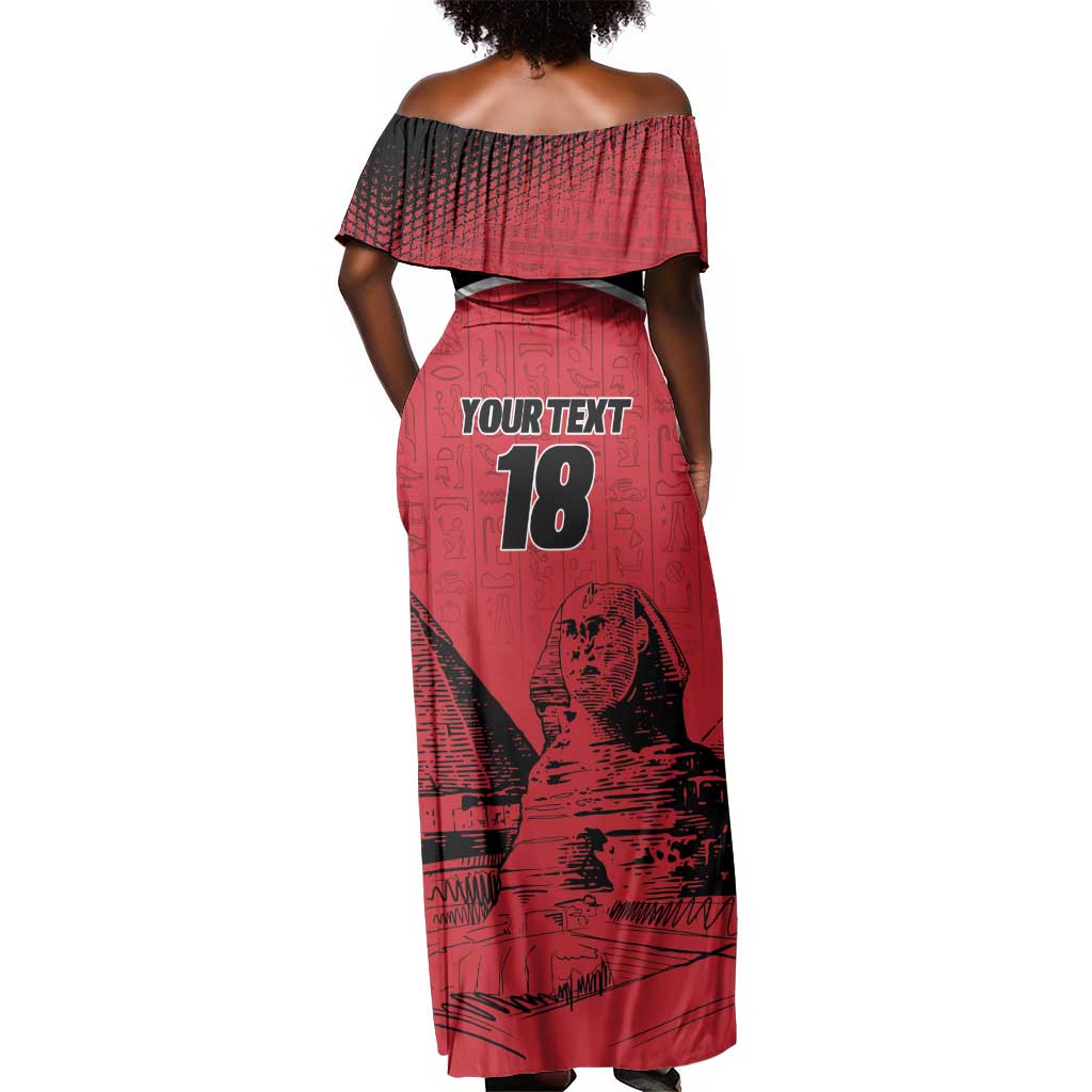Custom Egypt Football Off Shoulder Maxi Dress Pharaohs Heritage Pyramid