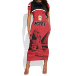 Custom Egypt Football Short Sleeve Bodycon Dress Pharaohs Heritage Pyramid