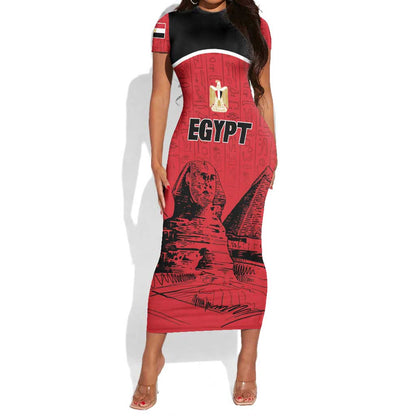 Custom Egypt Football Short Sleeve Bodycon Dress Pharaohs Heritage Pyramid