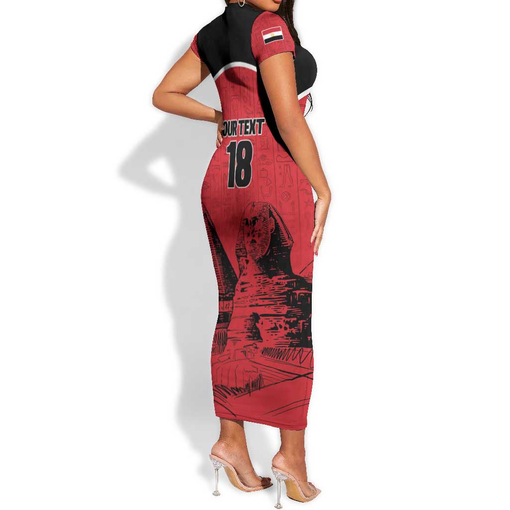 Custom Egypt Football Short Sleeve Bodycon Dress Pharaohs Heritage Pyramid