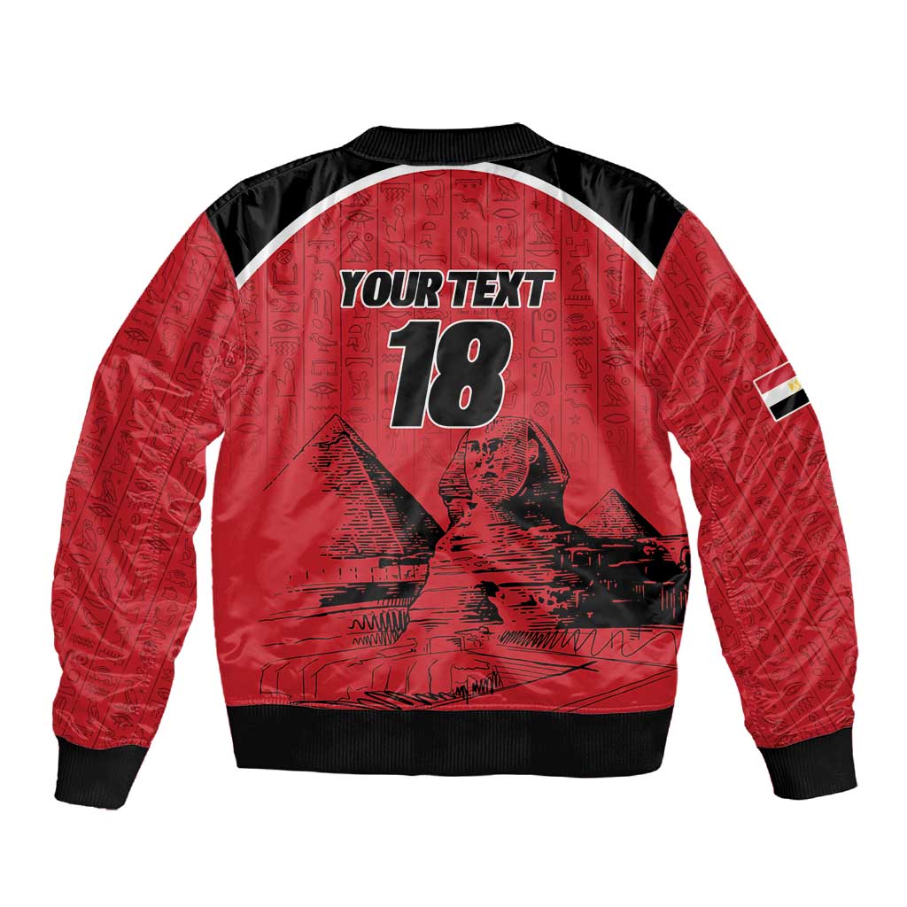 Custom Egypt Football Sleeve Zip Bomber Jacket Pharaohs Heritage Pyramid