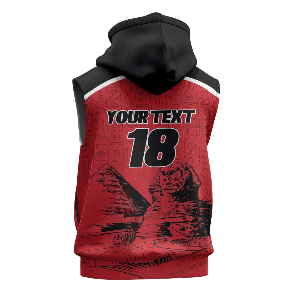 Custom Egypt Football Sleeveless Hoodie Pharaohs Heritage Pyramid