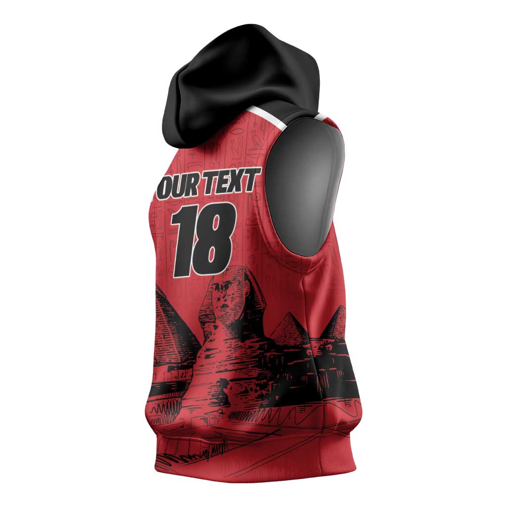 Custom Egypt Football Sleeveless Hoodie Pharaohs Heritage Pyramid