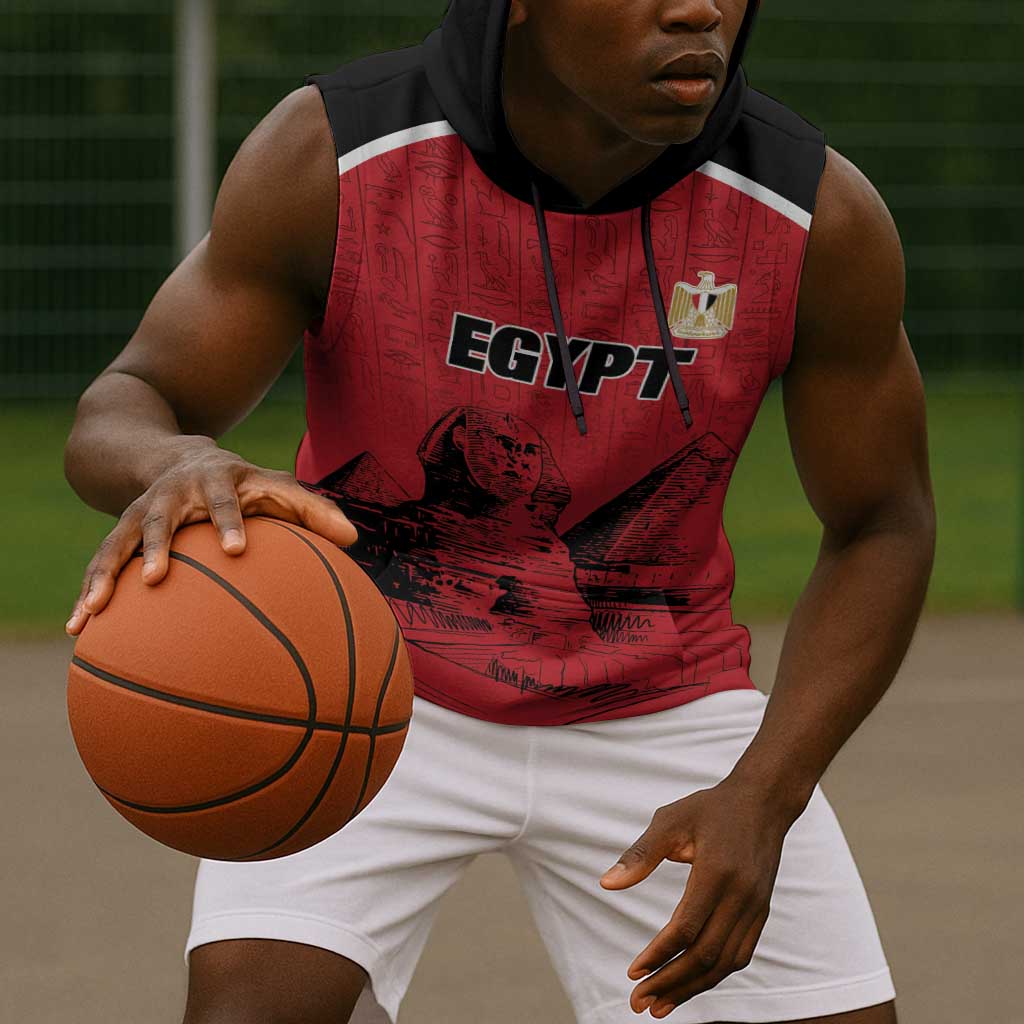 Custom Egypt Football Sleeveless Hoodie Pharaohs Heritage Pyramid
