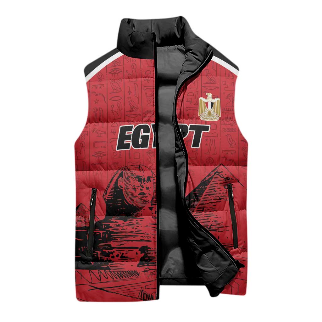 Custom Egypt Football Sleeveless Puffer Jacket Pharaohs Heritage Pyramid