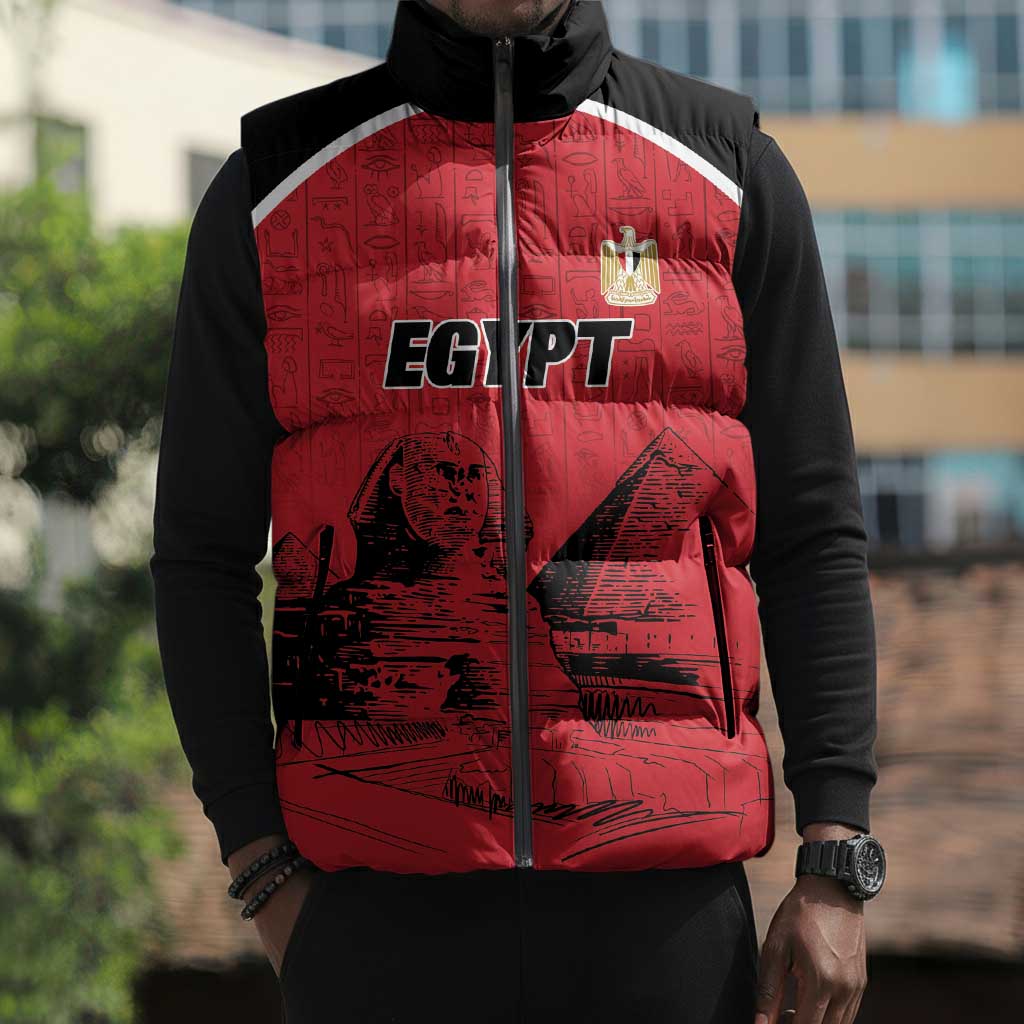 Custom Egypt Football Sleeveless Puffer Jacket Pharaohs Heritage Pyramid