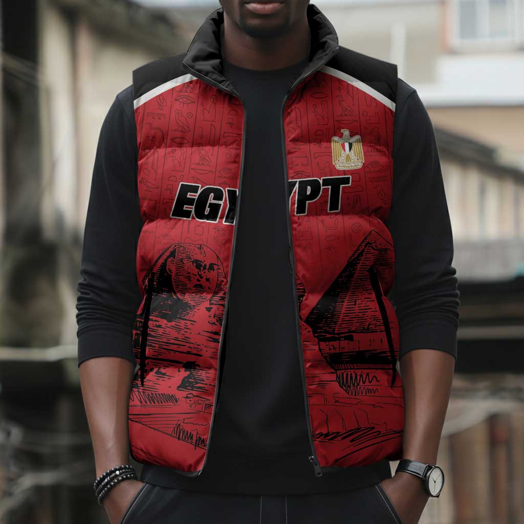 Custom Egypt Football Sleeveless Puffer Jacket Pharaohs Heritage Pyramid