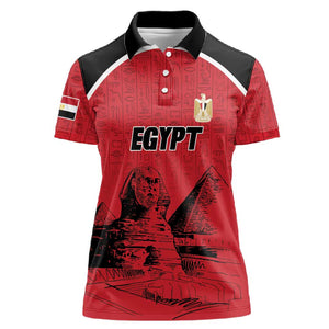 Custom Egypt Football Women Polo Shirt Pharaohs Heritage Pyramid