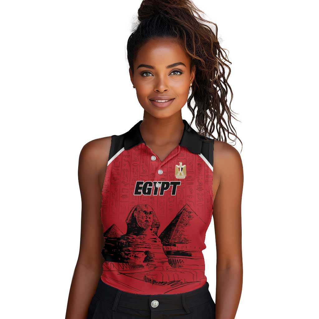 Custom Egypt Football Women Sleeveless Polo Shirt Pharaohs Heritage Pyramid