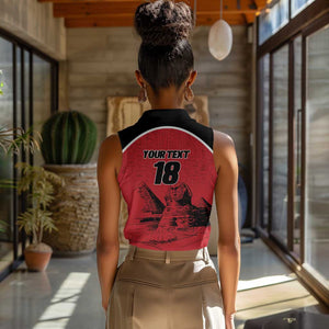 Custom Egypt Football Women Sleeveless Polo Shirt Pharaohs Heritage Pyramid