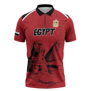Custom Egypt Football Zipper Polo Shirt Pharaohs Heritage Pyramid