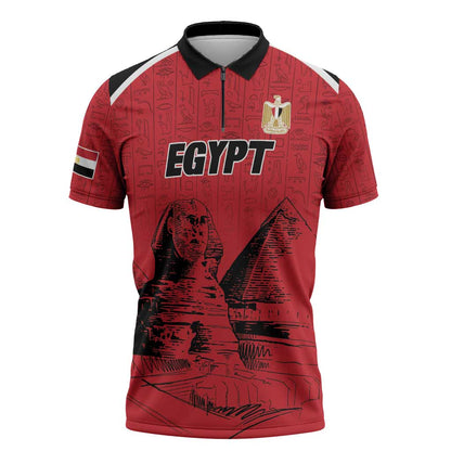 Custom Egypt Football Zipper Polo Shirt Pharaohs Heritage Pyramid