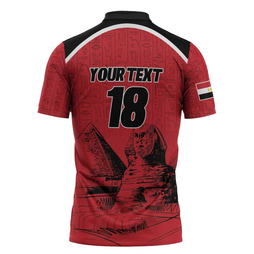 Custom Egypt Football Zipper Polo Shirt Pharaohs Heritage Pyramid