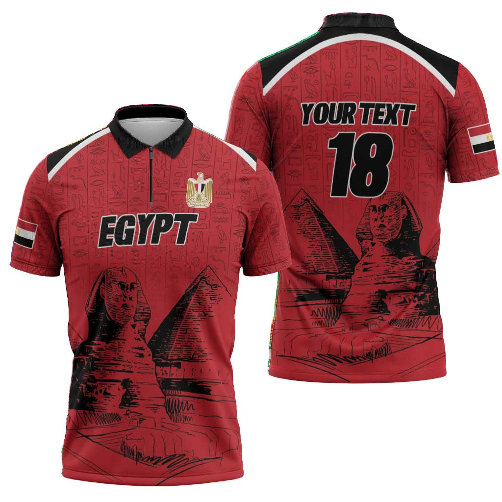 Custom Egypt Football Zipper Polo Shirt Pharaohs Heritage Pyramid