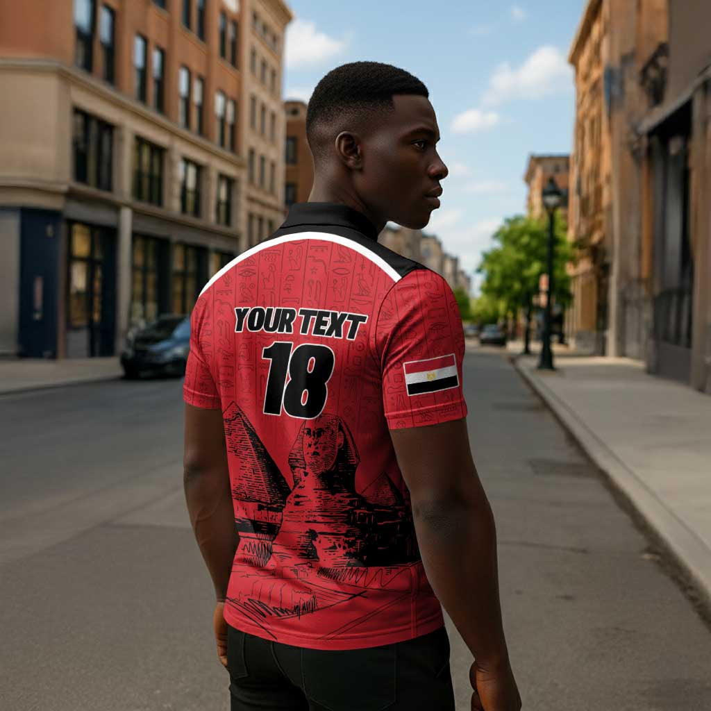 Custom Egypt Football Zipper Polo Shirt Pharaohs Heritage Pyramid