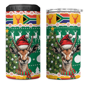 South Africa Springbok 4 in 1 Can Cooler Tumbler Christmas Tree - Lightning Art