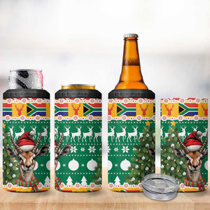 South Africa Springbok 4 in 1 Can Cooler Tumbler Christmas Tree - Lightning Art