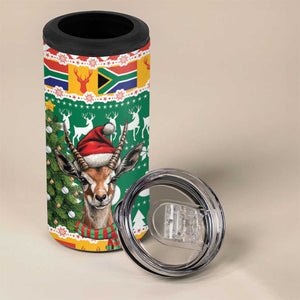 South Africa Springbok 4 in 1 Can Cooler Tumbler Christmas Tree - Lightning Art