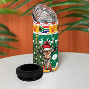 South Africa Springbok 4 in 1 Can Cooler Tumbler Christmas Tree - Lightning Art