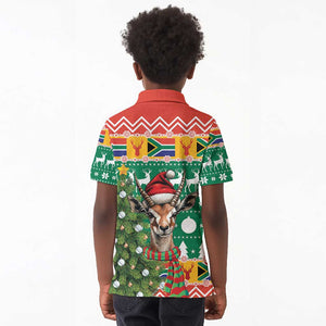 South Africa Springbok Kid Polo Shirt Christmas Tree - Lightning Art