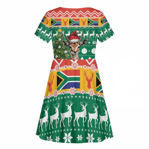 South Africa Springbok Kid Short Sleeve Dress Christmas Tree - Lightning Art