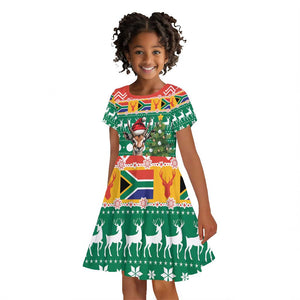 South Africa Springbok Kid Short Sleeve Dress Christmas Tree - Lightning Art