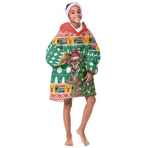 South Africa Springbok KId Wearable Blanket Hoodie Christmas Tree - Lightning Art