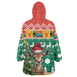 South Africa Springbok KId Wearable Blanket Hoodie Christmas Tree - Lightning Art