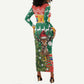 South Africa Springbok Long Sleeve Bodycon Dress Christmas Tree - Lightning Art LT18