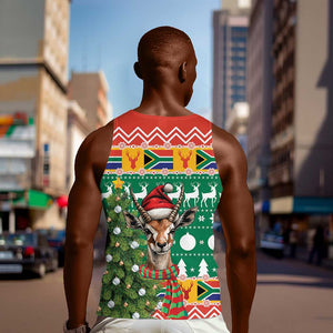 South Africa Springbok Men Tank Top Christmas Tree - Lightning Art